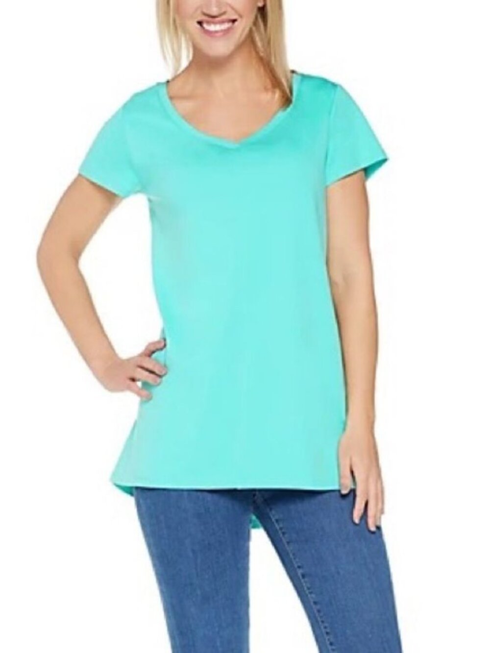 💕Isaac Mizrah Essentials Pima Cotton V-Neck Tunic